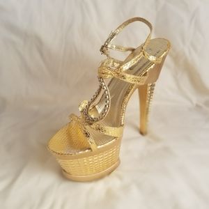 Celeste Gold Platform Heels 7